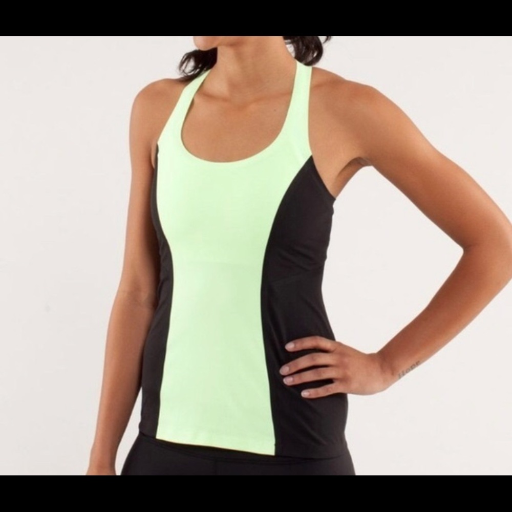 Lululemon Neon Yellow and Black Racerback Tank SzS